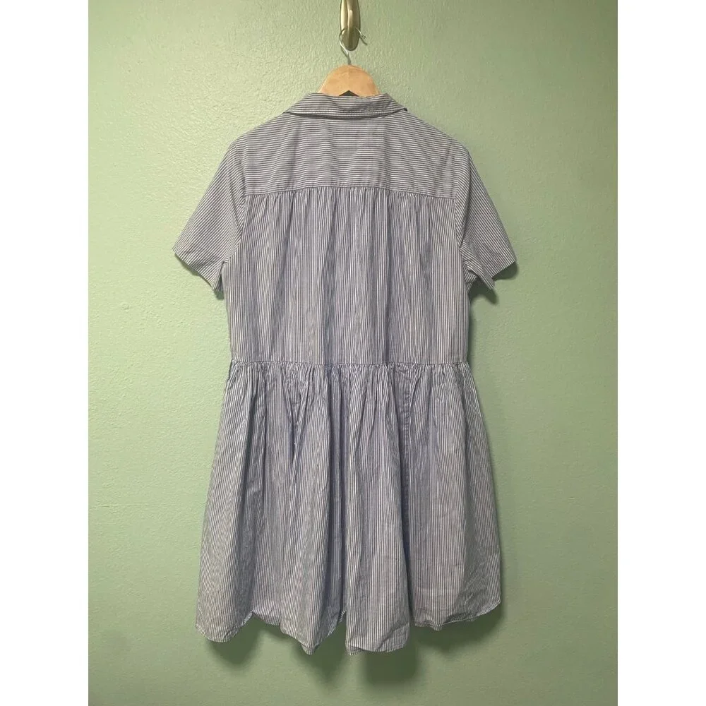 Kate Spade x Broome Street Women's Blue & White Stripe Poplin‎ Swing Dress XL